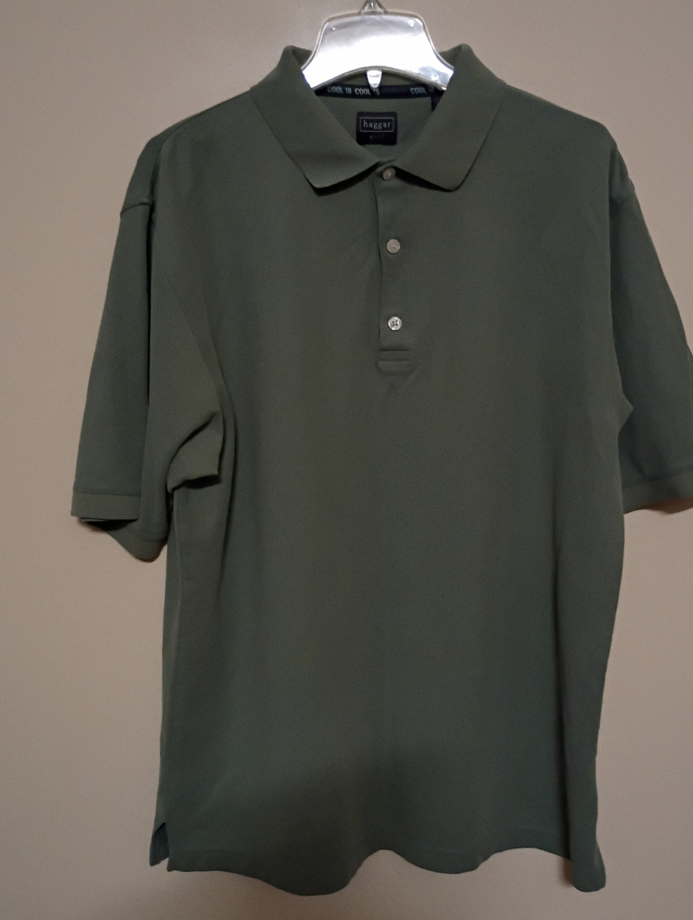 Haggar Men's Green Short Sleeve Polo Golf Shirt Size L